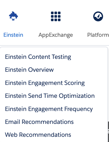 Einstein Recommendations can be found in the Einstein tab in Salesforce Marketing Cloud