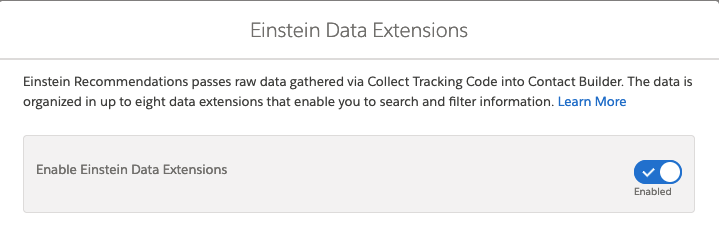 Enable Einstein Data Extensions to allow Einstein Recommendations to store details on browsing behaviour in your data model.