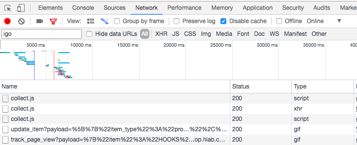 Einstein Recommendations Collect Code has been implemented successfully once you see calls to track_page_view being made in your Chrome Developer Tools.