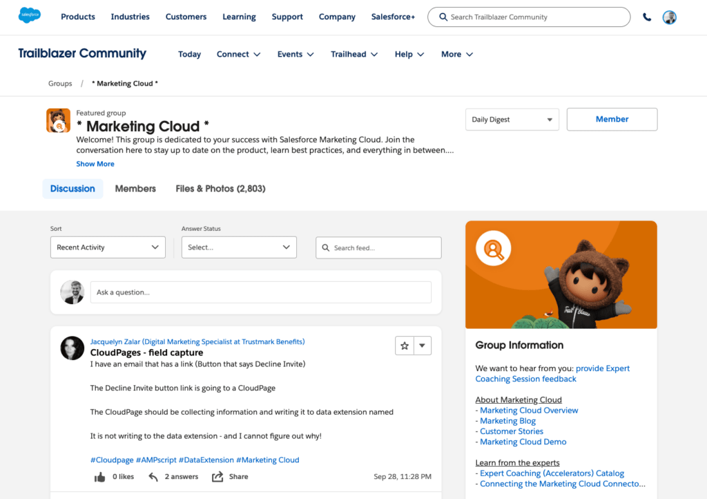 Marketing Cloud Group on Salesforce Trailblazer Communities